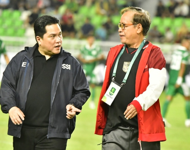 Ketua Umum PSSI Erick Thohir saat membuka Pegadaian Championship (Liga 2) di Stadion Utama Sumatera Utara. [Dok PSMS] 